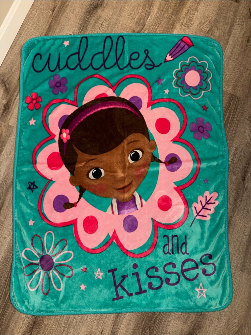 Disney Doc McStuffins Teal Plush Kids Blanket